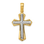 14K Two-Tone Solid Cross Pendant