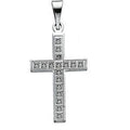 14K White Gold Square Patterned Cross Pendant With Design