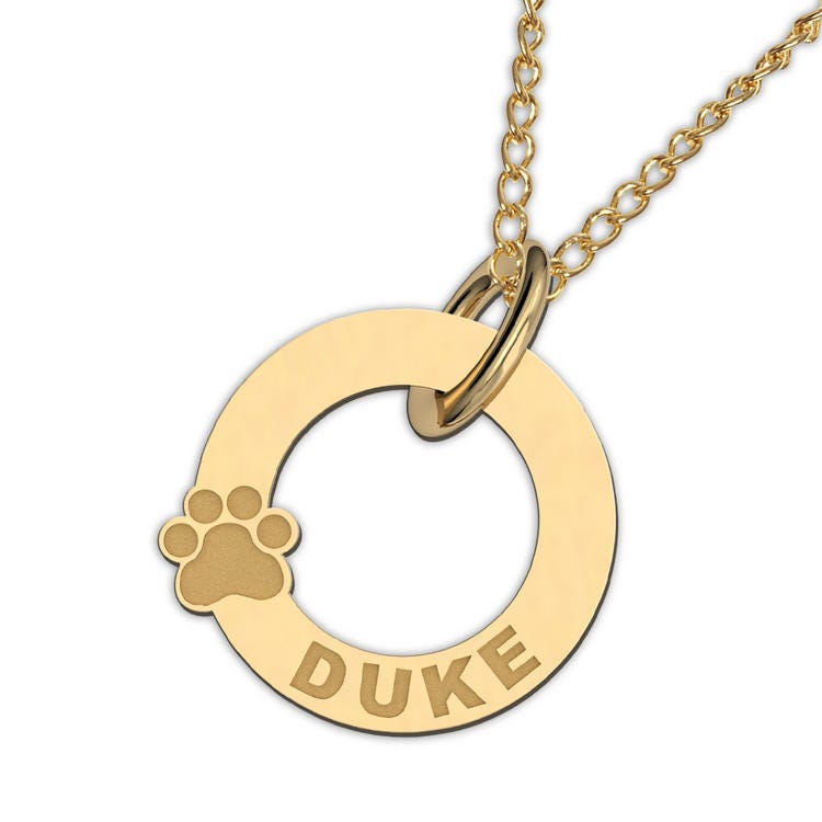 Personalized Circle Disc with Dog Paw & Name