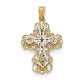 14K Gold Two-Level Filigree Cross Pendant