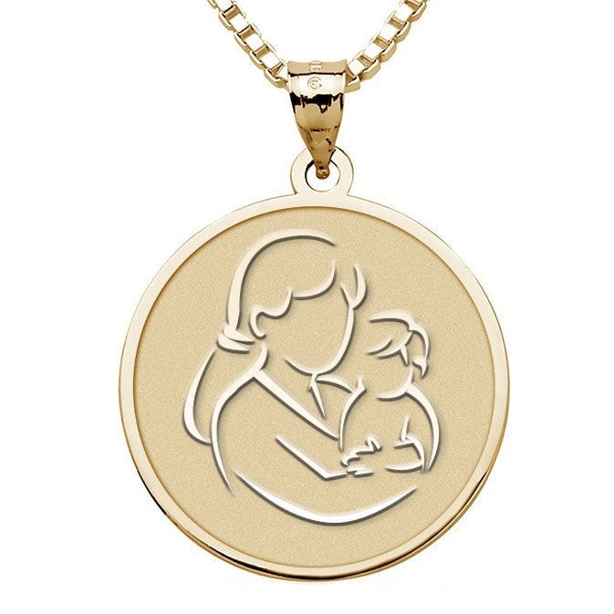 Mother and Son - Round Pendant