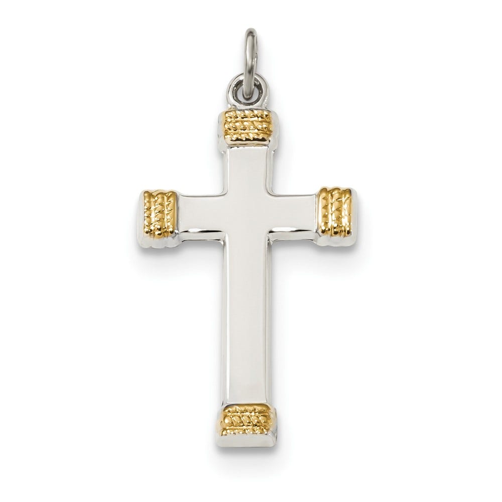 Sterling Silver Gold-Plated Polished Cross Pendant