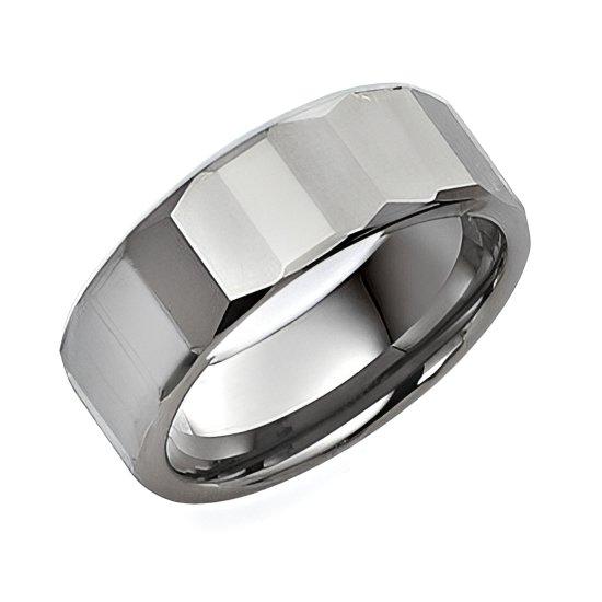Tungsten Faceted Approx. 0.31 Inch Polished Wedding Band