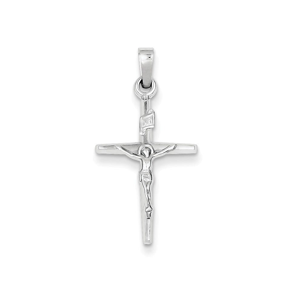 14K White Gold Inri Crucifix Charm