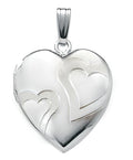 14K White Gold Double Heart Photo Locket
