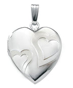 14K White Gold Double Heart Photo Locket
