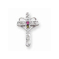 14K White Gold Genuine Mother's Cross Pendant