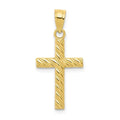 Gold Plated Diagonal-Textured Cross Pendant