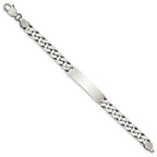 Custom Engraved Sterling Silver Men's Antiqued Curb Link ID Bracelet