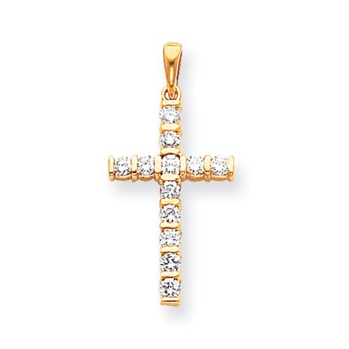 14K Aa Diamond Latin Cross Pendant