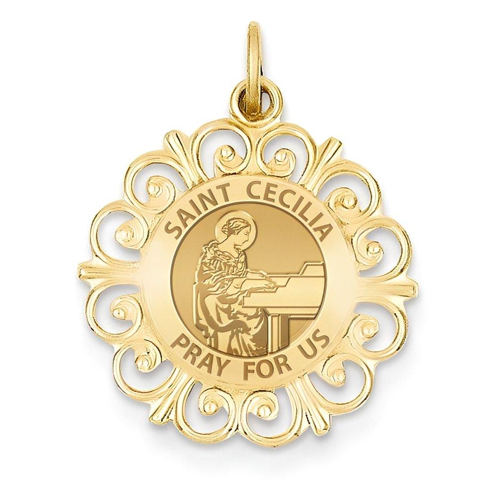 Saint Cecilia Round Filigree Religious Medal