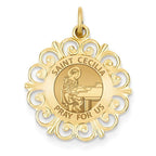 Saint Cecilia Round Filigree Religious Medal