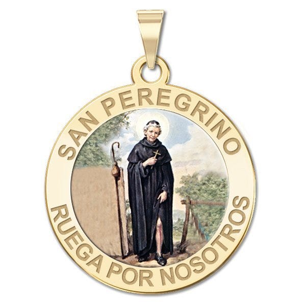 San Peregrino Round Religious Color Medal