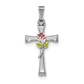 Cross With Epoxy Rose Center Pendant