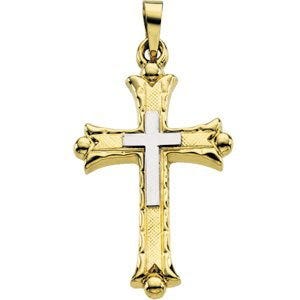 Two-Tone Fleur-Ends Cross Pendant