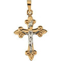 Two Tone Scroll Tips Crucifix Pendant