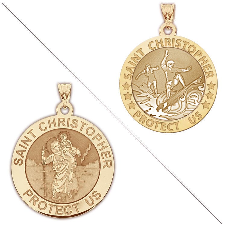 Surfing Or Surf (Boy & Girl) - Saint Christopher Doubledside Sports Religious Medal