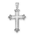 Rhodium Plated Fleur-De-Lis Cross Pendant