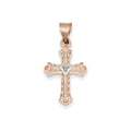 14K Two Tone Diamond Cross Pendant