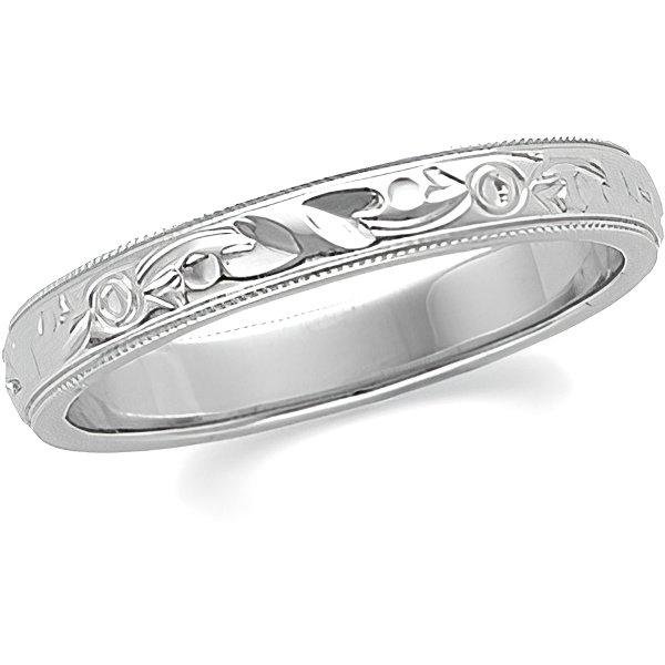 14K White Gold Approx. 0.16 Inch Fancy Wedding Band