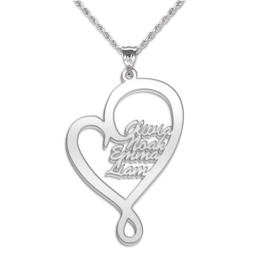 Personalized Family Hugging Heart Pendant with Up to 8 Names