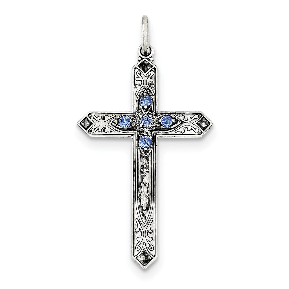 September Birthstone Cross Pendant