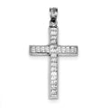Sterling Silver Rhodium-Plated Diamond-Cut Cross Pendant