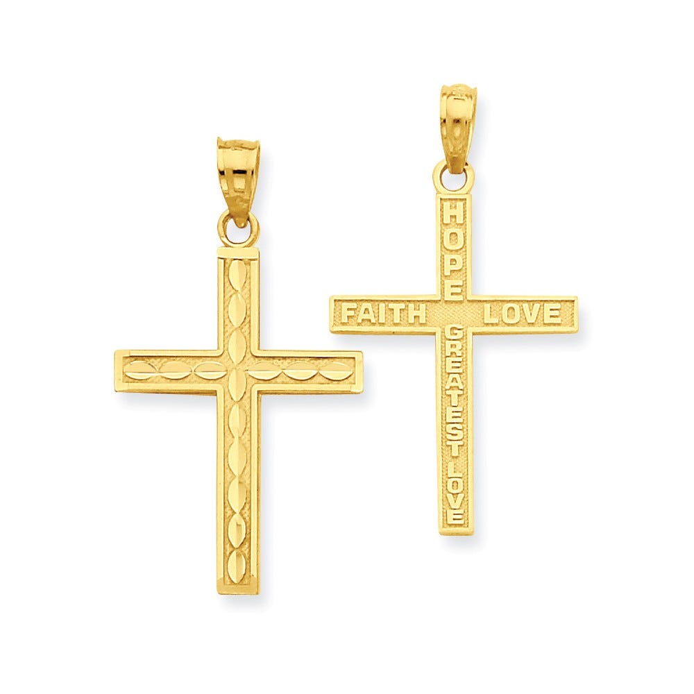 14K Yellow Gold Reversible Cross Pendant