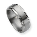 Titanium Grooved Edge Approx. 0.31 Inch Brushed and Polished Wedding Band