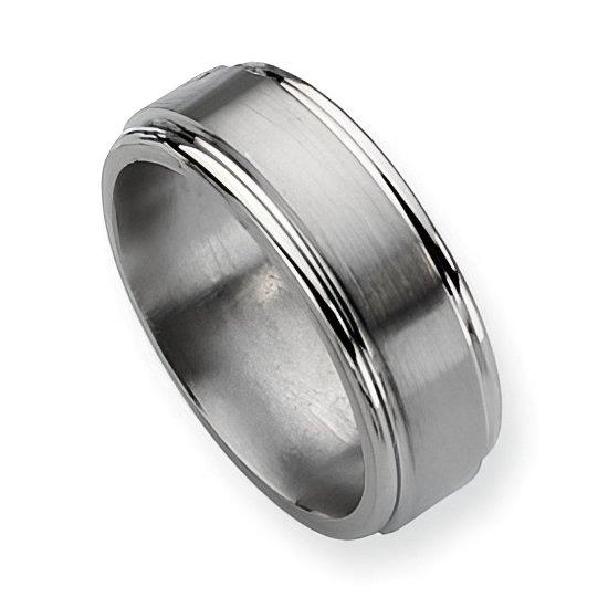 Titanium Grooved Edge Approx. 0.31 Inch Brushed and Polished Wedding Band