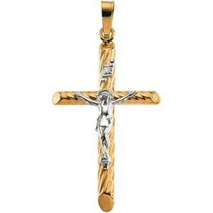Two-Tone Slim Cross Crucifix Pendant