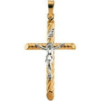 Two-Tone Slim Cross Crucifix Pendant