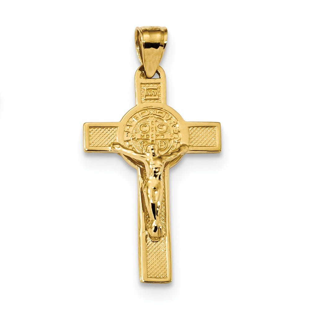 14K San Benito Two-Sided Crucifix Pendant