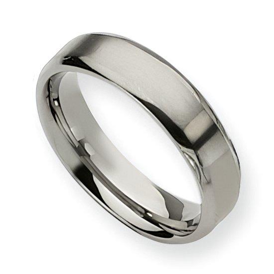 Titanium Beveled Edge Approx. 0.24 Inch Brushed and Polished Wedding Band