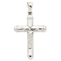 14K White Gold Reversible Crucifix Cross Pendant