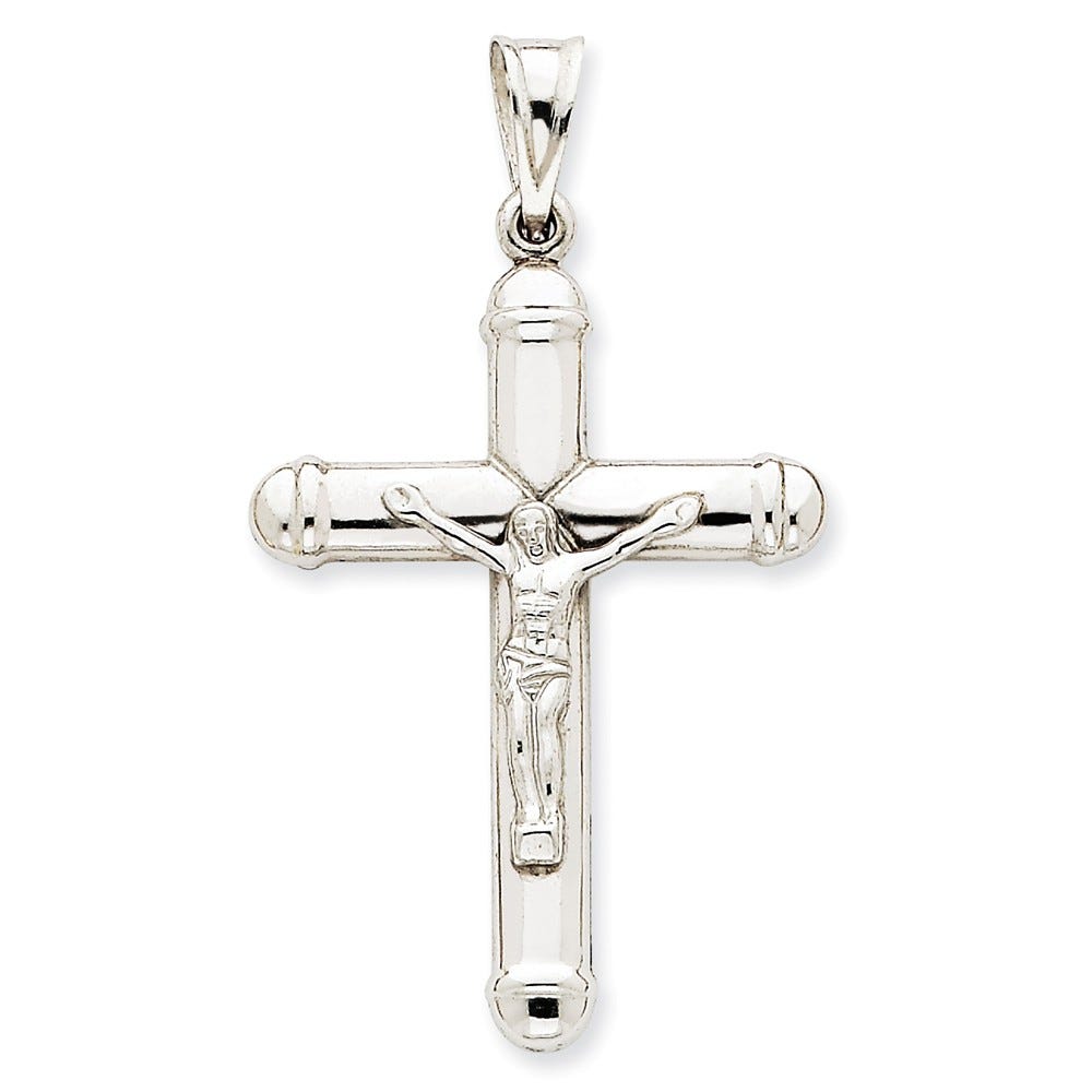 14K White Gold Reversible Crucifix Cross Pendant
