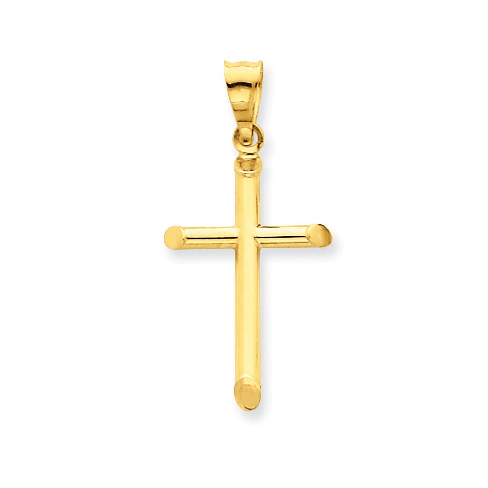 14K 3-D Polished Cross Pendant