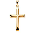14K Yellow Gold Rounded Tip Cross Pendant
