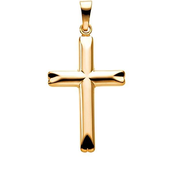 14K Yellow Gold Rounded Tip Cross Pendant