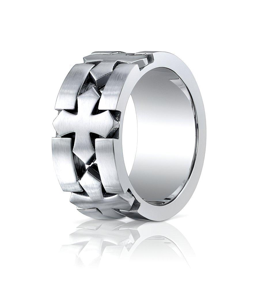 Cobalt Chrome Comfort Fit with Cross Cut-Outs Approx. 0.39 Inch Wedding Band