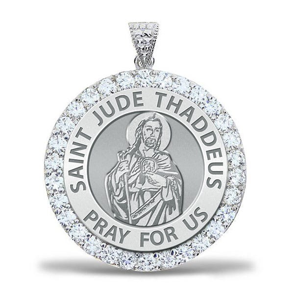 Saint Jude CZ Round Pendant