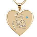 Mother and Daughter - Heart Pendant with Birthstone