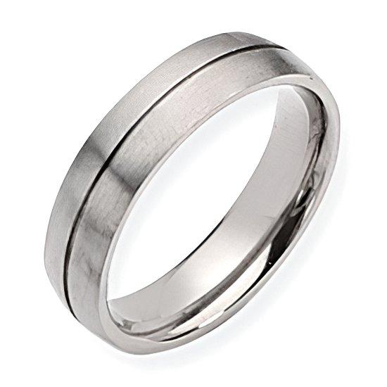 Titanium Grooved Approx. 0.24 Inch Satin Wedding Band