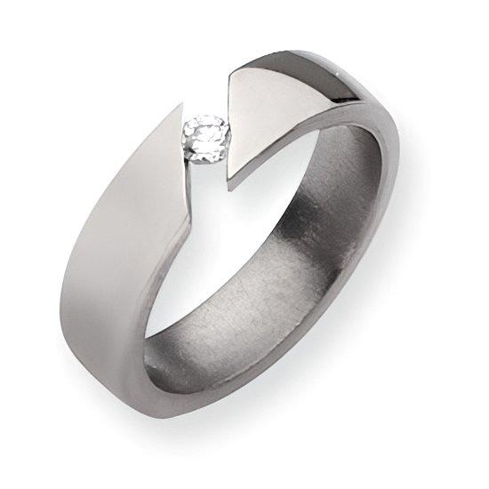 Titanium Approx. 0.24 Inch Diamond Polished Wedding Band