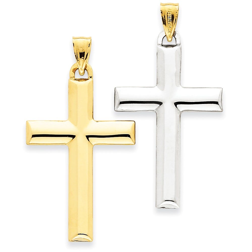 14K Gold Reversible Cross Pendant
