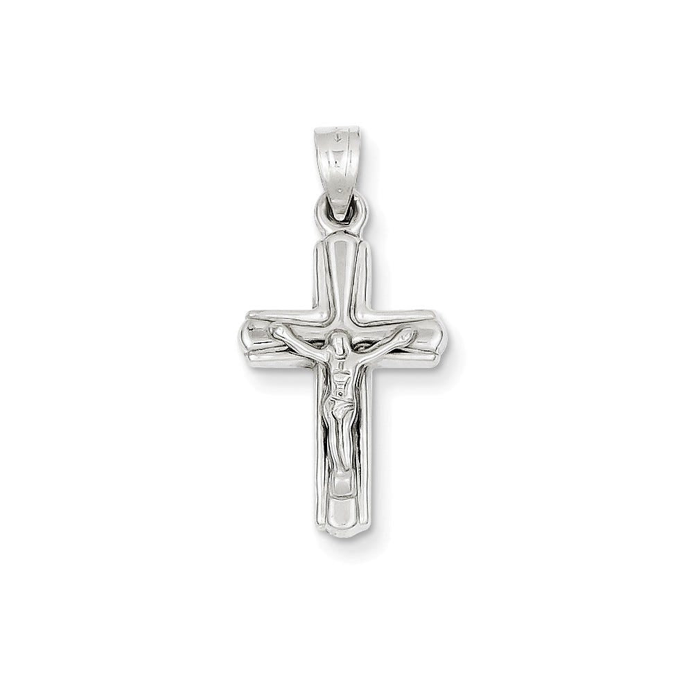 14K White Gold Reversible Crucifix Pendant