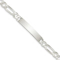 Custom Engraved Sterling Silver Men's Figaro Link ID Bracelet