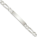 Custom Engraved Sterling Silver Men's Figaro Link ID Bracelet