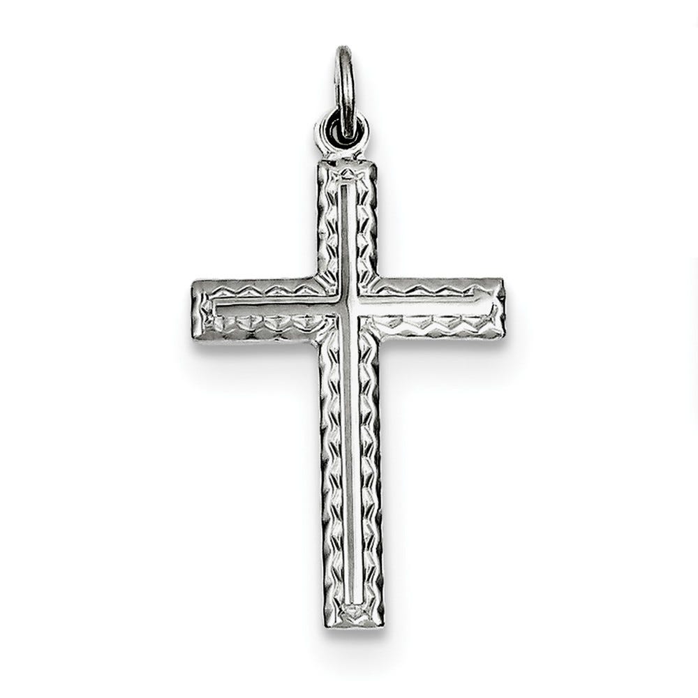 Sterling Silver Rhodium Plated Cross Charm