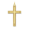 14K Laser Designed Striated Cross Pendant